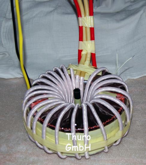 Toroidal transformer with HF braid